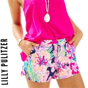 Lilly Pulitzer Bright Navy Tipping Point Adie Shorts Size 0 EUC